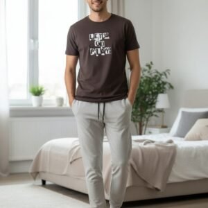 Erkek Kahve Krem Pijama Takımı