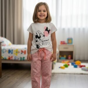 Çocuk Disney Pembe Beyaz Pijama Takımı